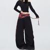 JYL TS Camo Mud-wash Curved Dance Pants,Loose Wide Leg Trousers For Spring Street Hip Hop Ladies