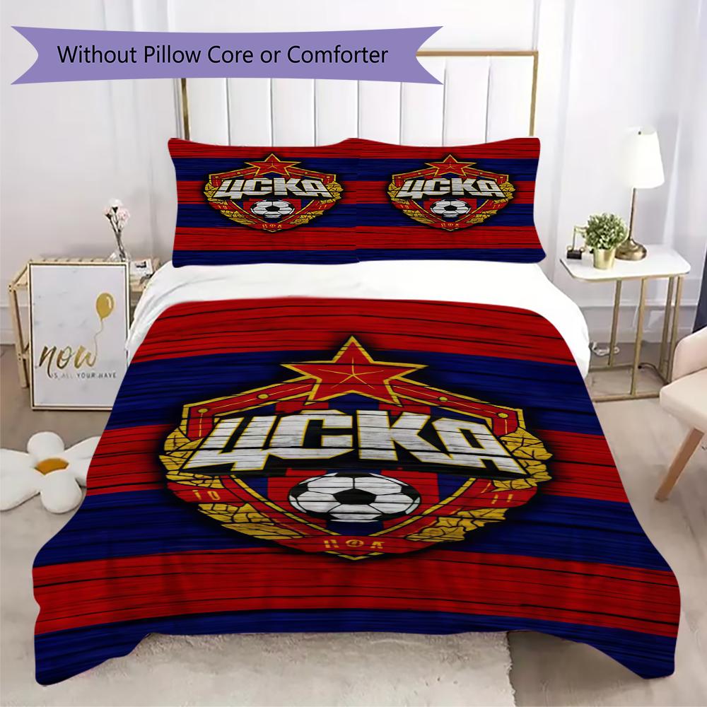 PFC CSKA Sofia Pattern Bedding uilt Set uilt Cover Pillowcase Home Decoration Birthday Gift (1 * duvet cover + 2 * pillowcase without core)
