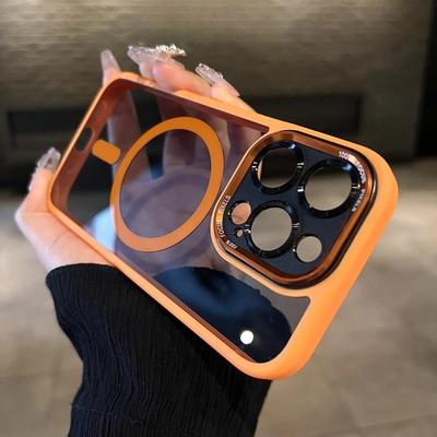 Applicable To IPhone 16 Magnetic Transparent Leak Mark Mobile Phone Case Apple 15pro Advanced Metal Lens Film Protection Case