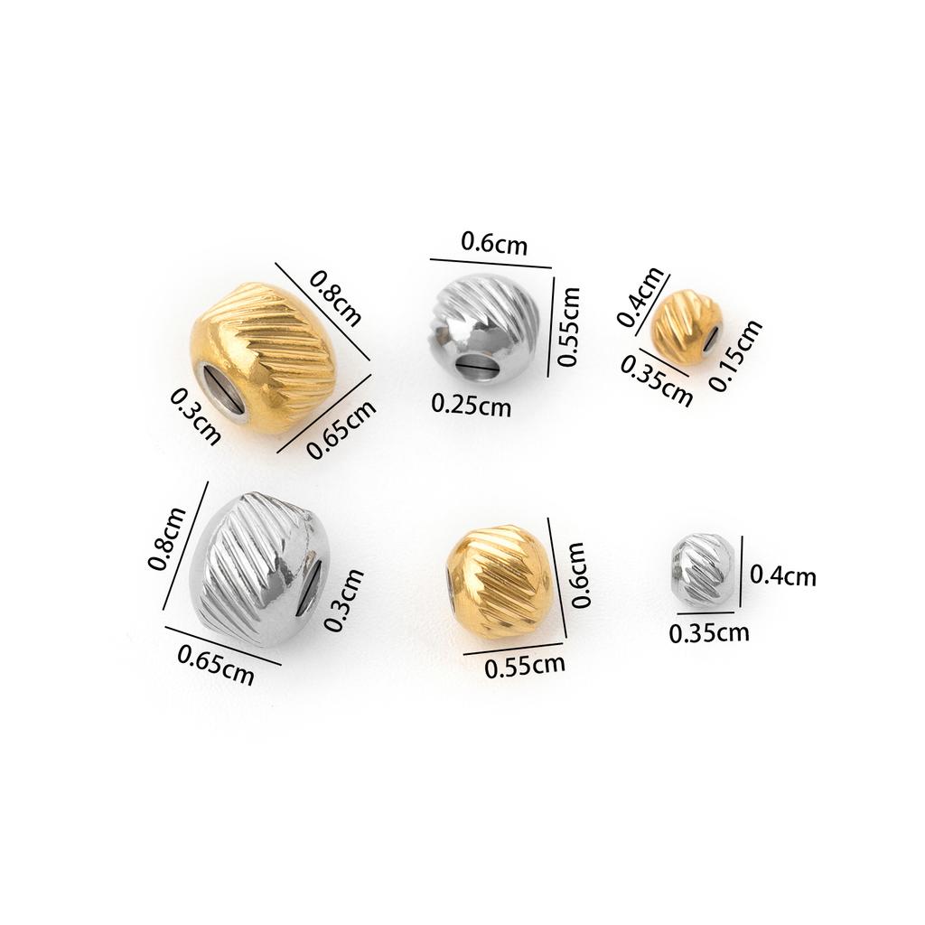 1pack Stainless Steel Loose Beads Screw Grid Oblique Straight Line Tube Shape Beads for Jewelry Making Diy Bracelet Accessories