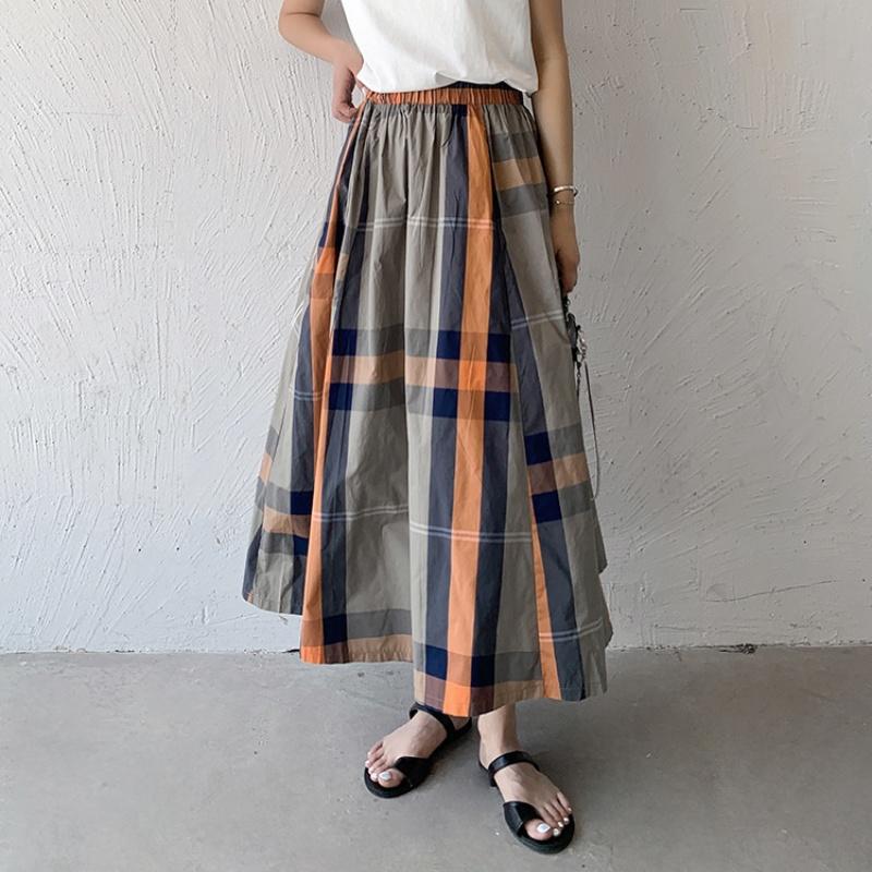 Tooxika New Women's Half Skirt Popular Fashion Plaid Large Swing Skirt