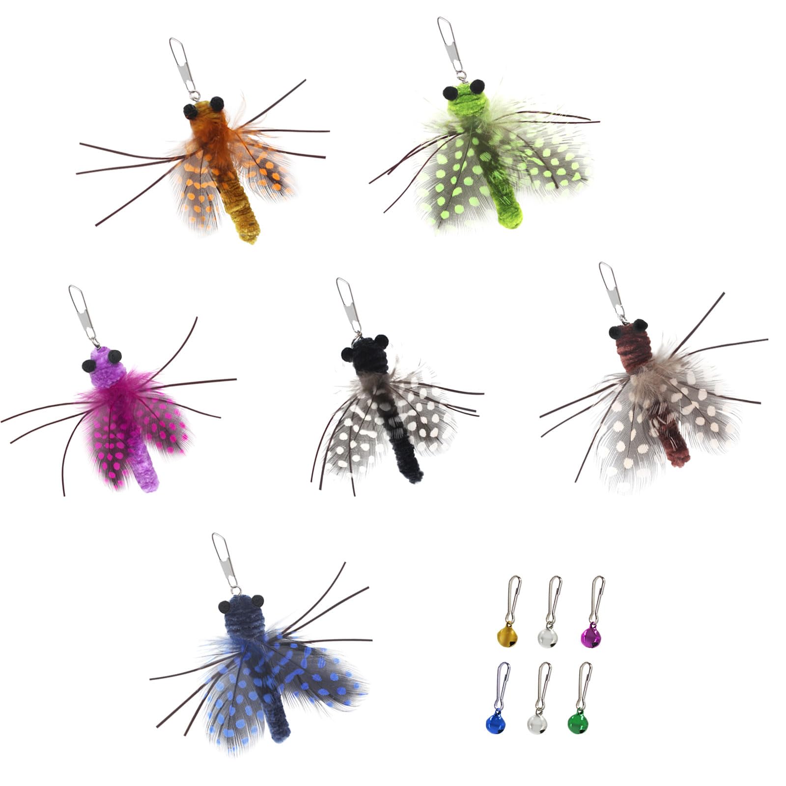 

NEKOFUKU Cat Toy, Flying Insects with Bell, Cat Play Toy, 6 Interchangeable Insects