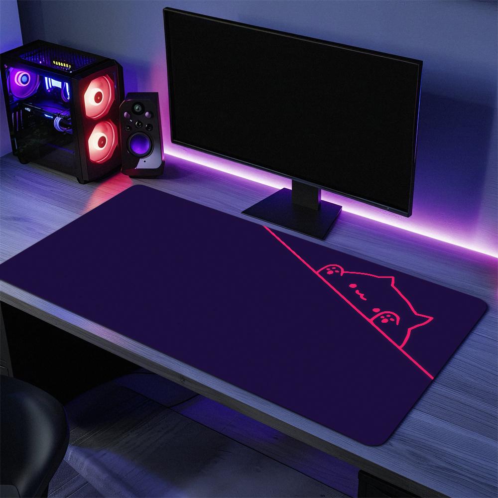 Bongo Cat with Paws In the Corner T Mouse Pad Large Desk Mat Keyboard Ergonomic Office Rubber PC Non-slip Anti-fray Home Custom