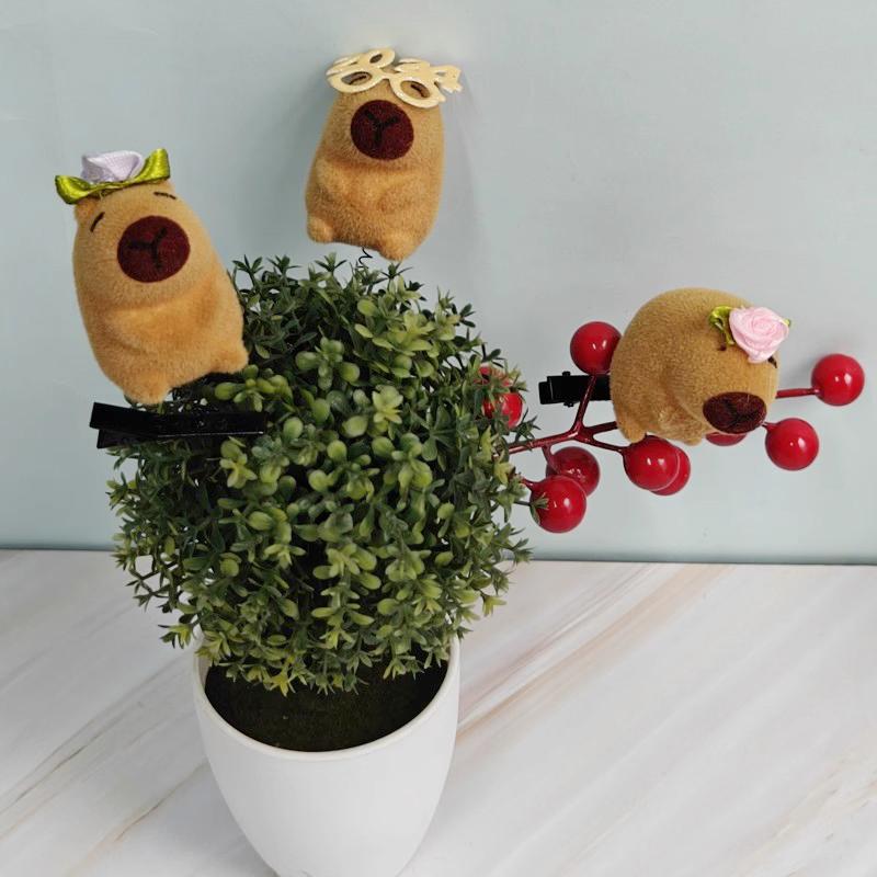 10-100PCS Cartoon Funny Capybara Hairpin 3D Kapibala Plush Hair Pins Cute Animal Headwear Hair Accessories Party Favor Gifts