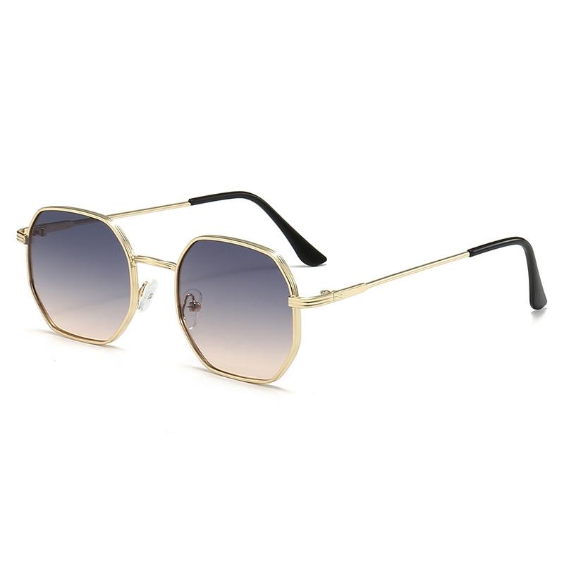 Women Vintage Polygon Metal Sunglasses Luxury Brand Design Men Gradient Sun Glasses Outdoor Shade UV400 Eyewear Gafas De Sol