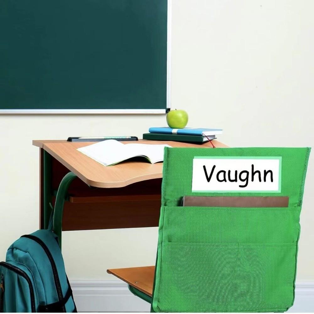 Oxford Chair Back Pocket With Name Tag Bright Color Classroom Organizer Multi-Functional Hanging Storage Bag Teacher Supplies