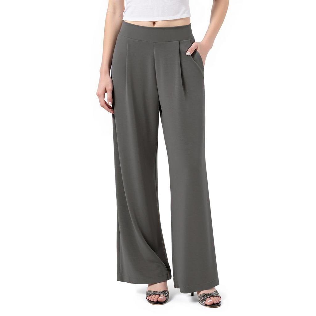 Women's Wide Leg Pants High Waist Solid Color Casual Loose Pants With Pockets