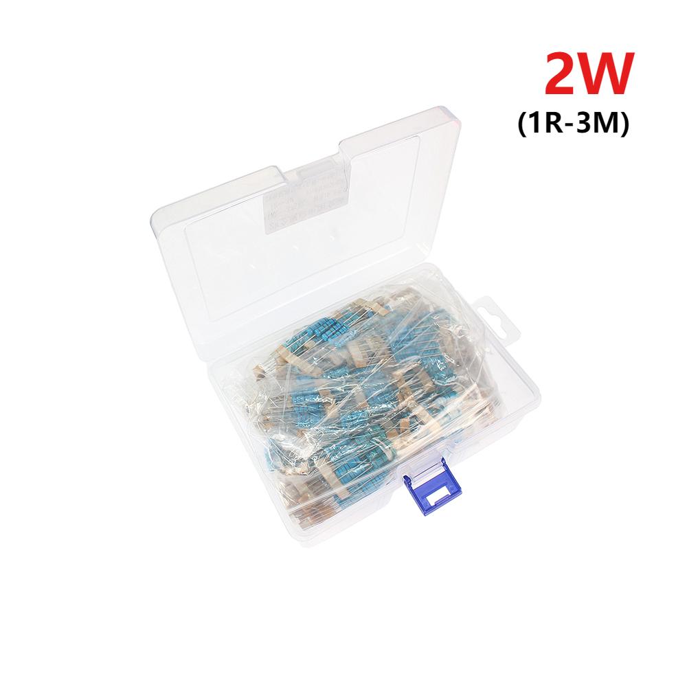 650pcs 130Values 1W 2W Metal Film Resistor Assorted Kit 1% 1R~3M Ohm Resistors Assortment Kits Sample Pack , with Box