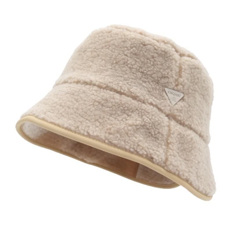 New autumn and winter thickened plush hat women's cold-proof versatile fashion warm lamb wool basin hat ear protection bucket hat