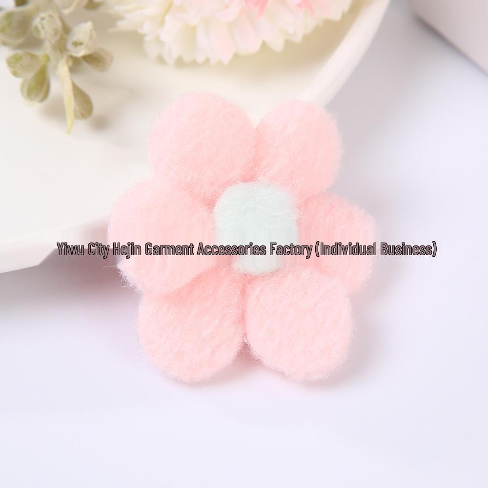 Colorful Handmade Six-Petal Flower Hair Clip - Cute Plush Cartoon Hair Accessory