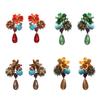 Water Droplet Pendant Pendant Earrings Retro Inlay Flower Earrings  Jewelry Gift