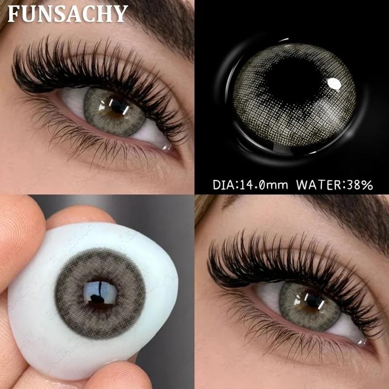 FUNSACHY 1 Paar Farbige Pupillen für Augen Große Augen Kontaktlinsen Jährlich Natürlich Braun Kosmetisch Grüne Augenfarbe Linse Graue Linse für Schönheit