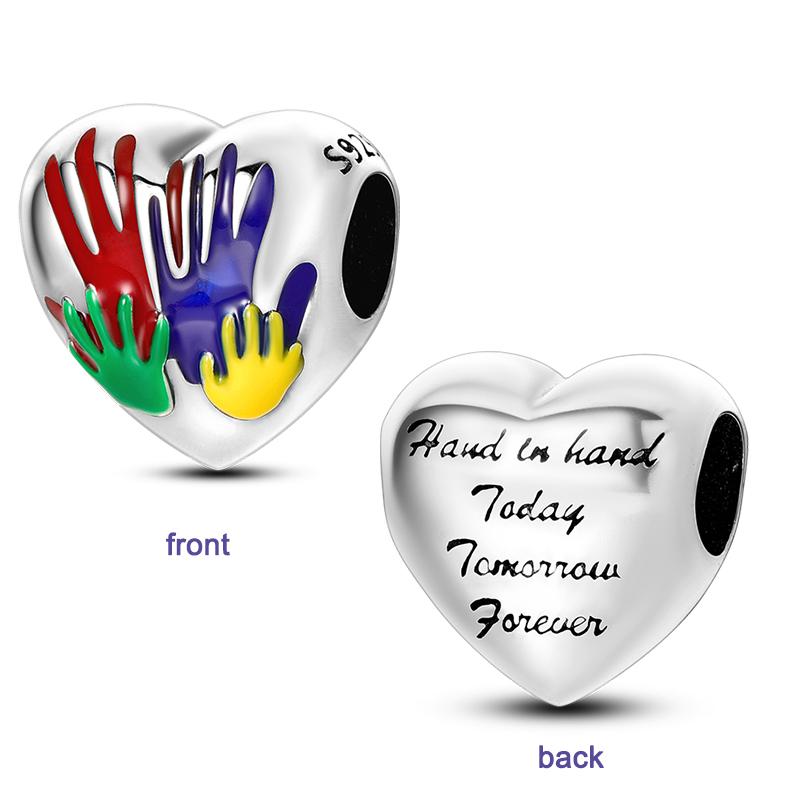 Heart Shape Pendant Inlaid Zircon Love Charms Beads Fit Original Charms Bracelet Copper Friendship Sister Family Gift