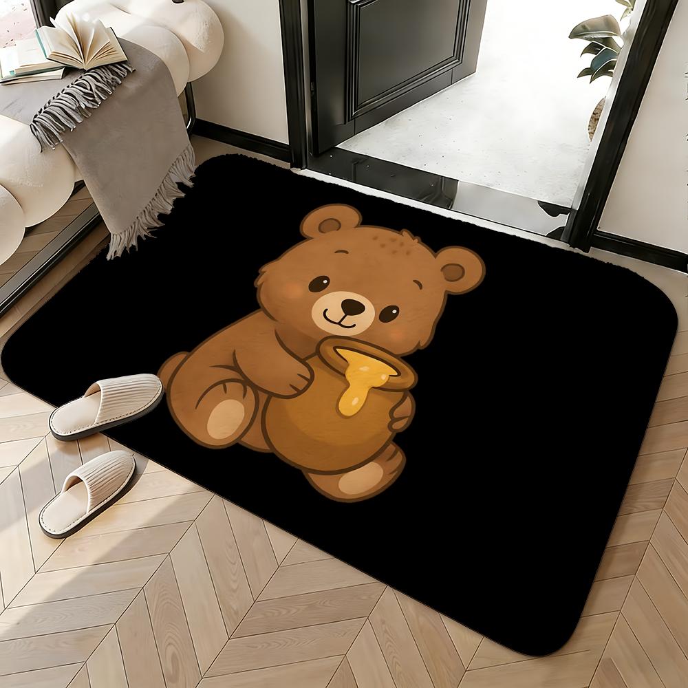 Soft Absorbent Non-Slip Rug Honey-Pot-Hugging Bear Floor Mat Home Decor Doormat Bedroom Floor Mat Shower Carpet