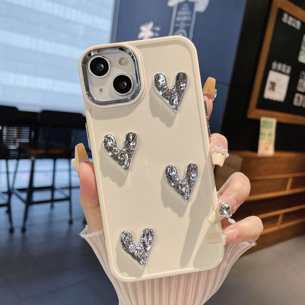 Metal Photo Frame Suitable for Apple 16PRO Mobile Phone Case 7P Silver Love IPhone 15 Soft All Inclusive Tpu Protection Case