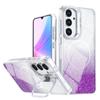 Glitter Gradient Magnetic Phone Case For Samsung Galaxy S25+ / S24+ 5G, Lens Frame Kickstand Wireless Charging Protective Cover