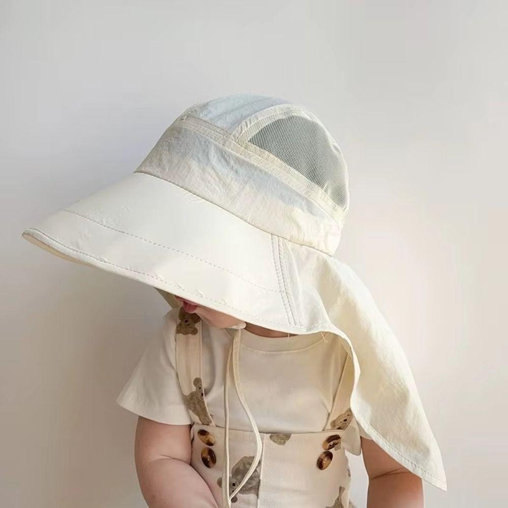 Solid Color Children Bucket Hat Wide Brim Summer Sun Hat Breathable Sunscreen Fisherman Cap Travel