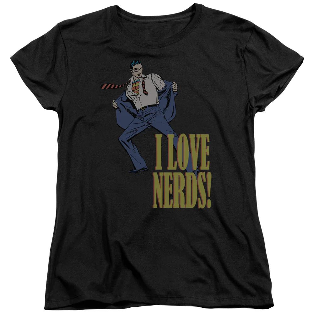 

DC Comics I Love Nerds Womens T Shirt Black Officially Licensed 4XL