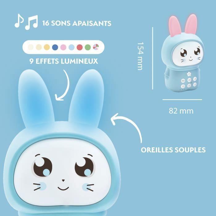 Veilleuse lapin flocon avec bruits blancs - bleu