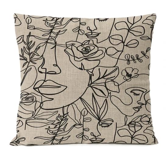 Home Decorative Black Geometric Linen Pillow Cover Boho Bohemia Throw Pillow Art Cushion Decoration Sofa Pillowcase 60x60