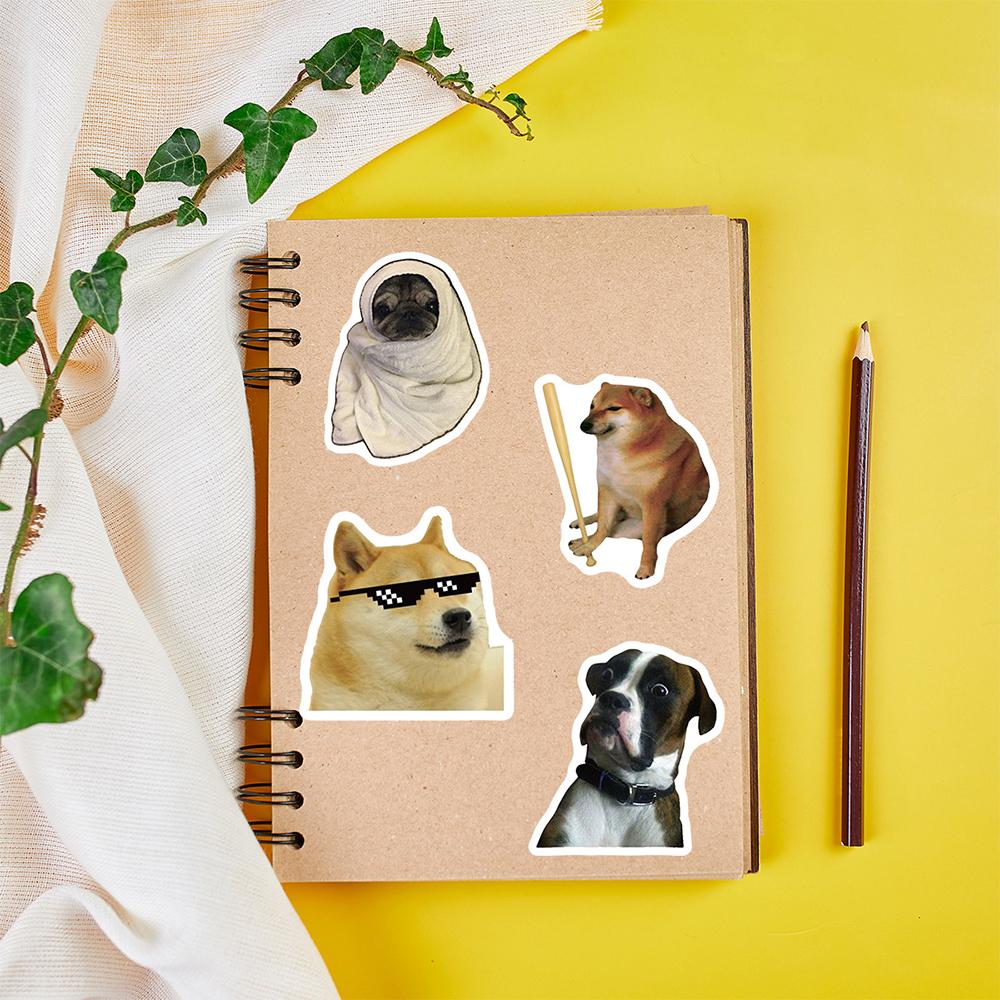 10/30/50pcs Cute Funny Dog Meme Stickers Cartoon Animal Puppy Expression Decals DIY Water Bottle Notebook Phone Sticker Packing