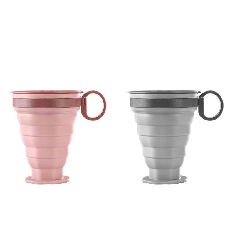 Silicone Folding Coffee Cup Portable Outdoor Folding Water Cup Travel Carrying Cup With Lid Mouthwash Cup For Camping And Hiking