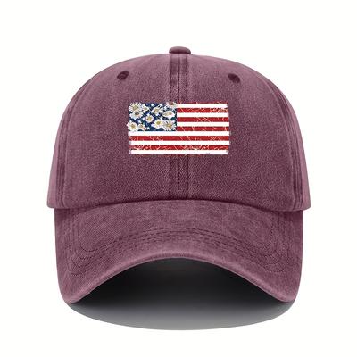 Retro American Flag Print Baseball Cap with Sun Protection and Patriotic Design for Men and Women To Wear All Seasons