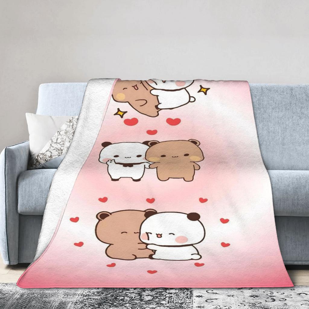 Bubu Dudu Süßer Cartoon-Bär Charakter Warme Weiche Decke Kawaii Panda Plüsch Überwurfdecke Schlafzimmer Flanell Bettüberwurf Sofabezug