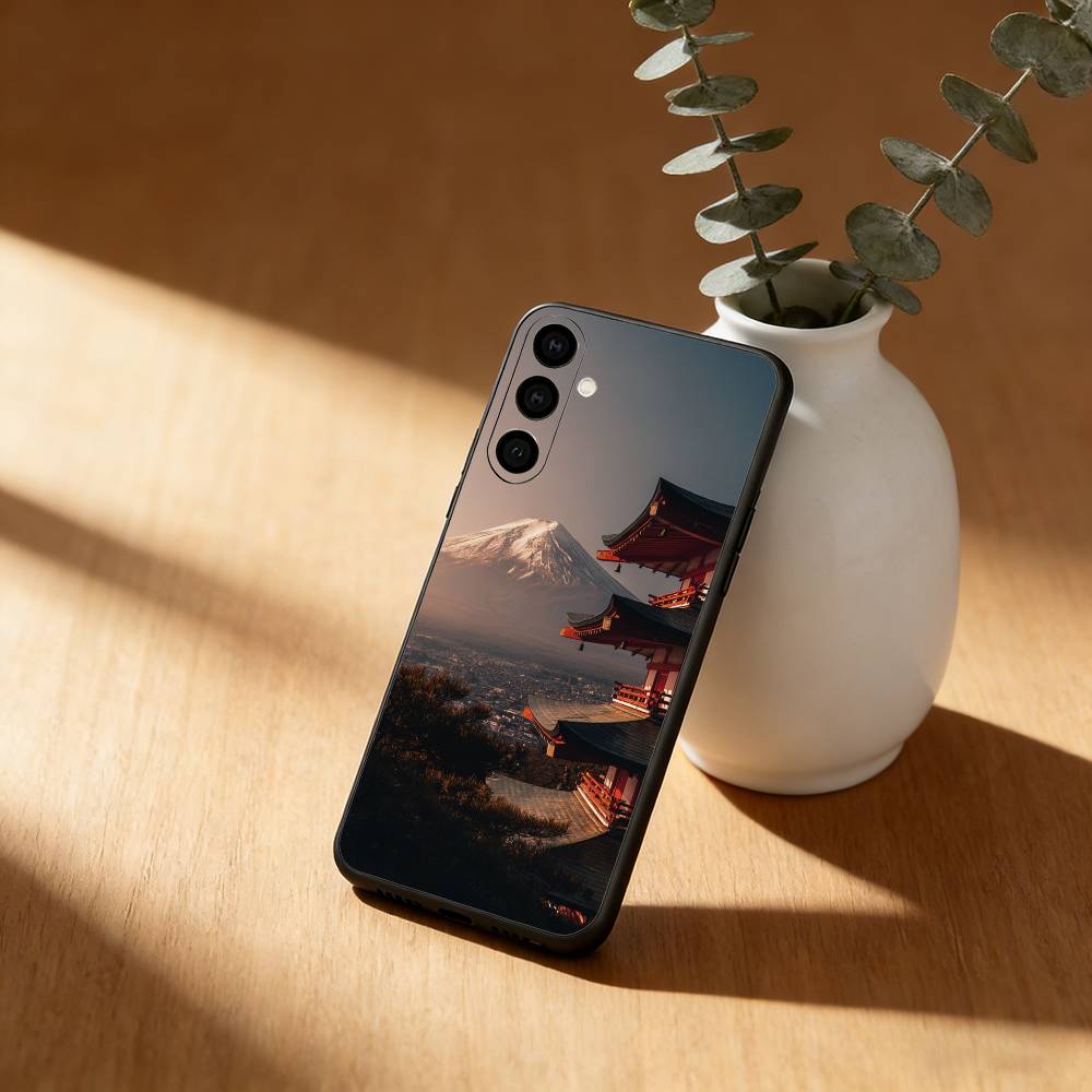 Mount Fuji Sonnenuntergang Handyhülle Für Samsung Galaxy A20,21s,22,31,32,52,53,72,73,80,91 Weiche Schwarze Hülle