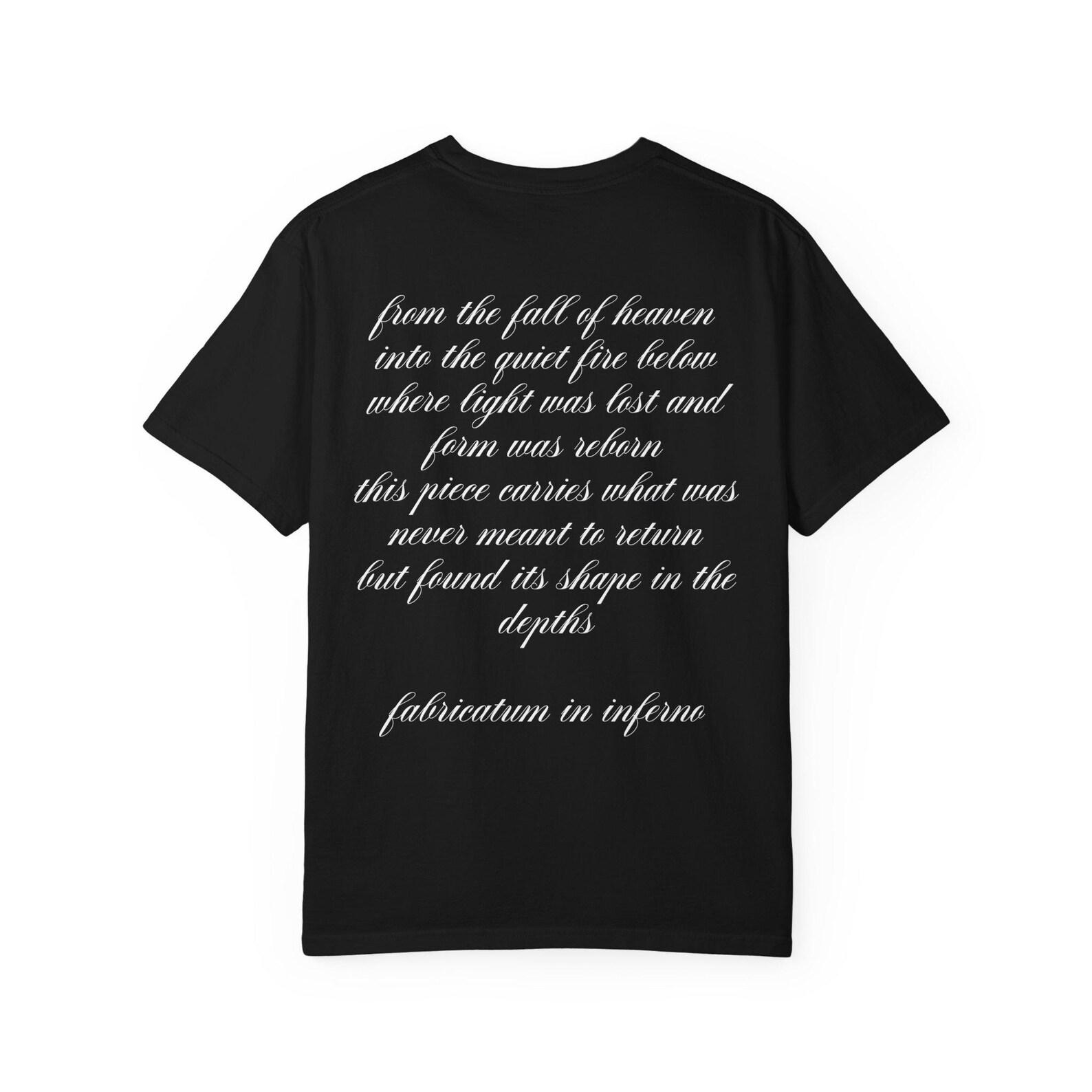 Oversized Gothic Statement Tee, Minimal Back Print Streetwear Shirt L