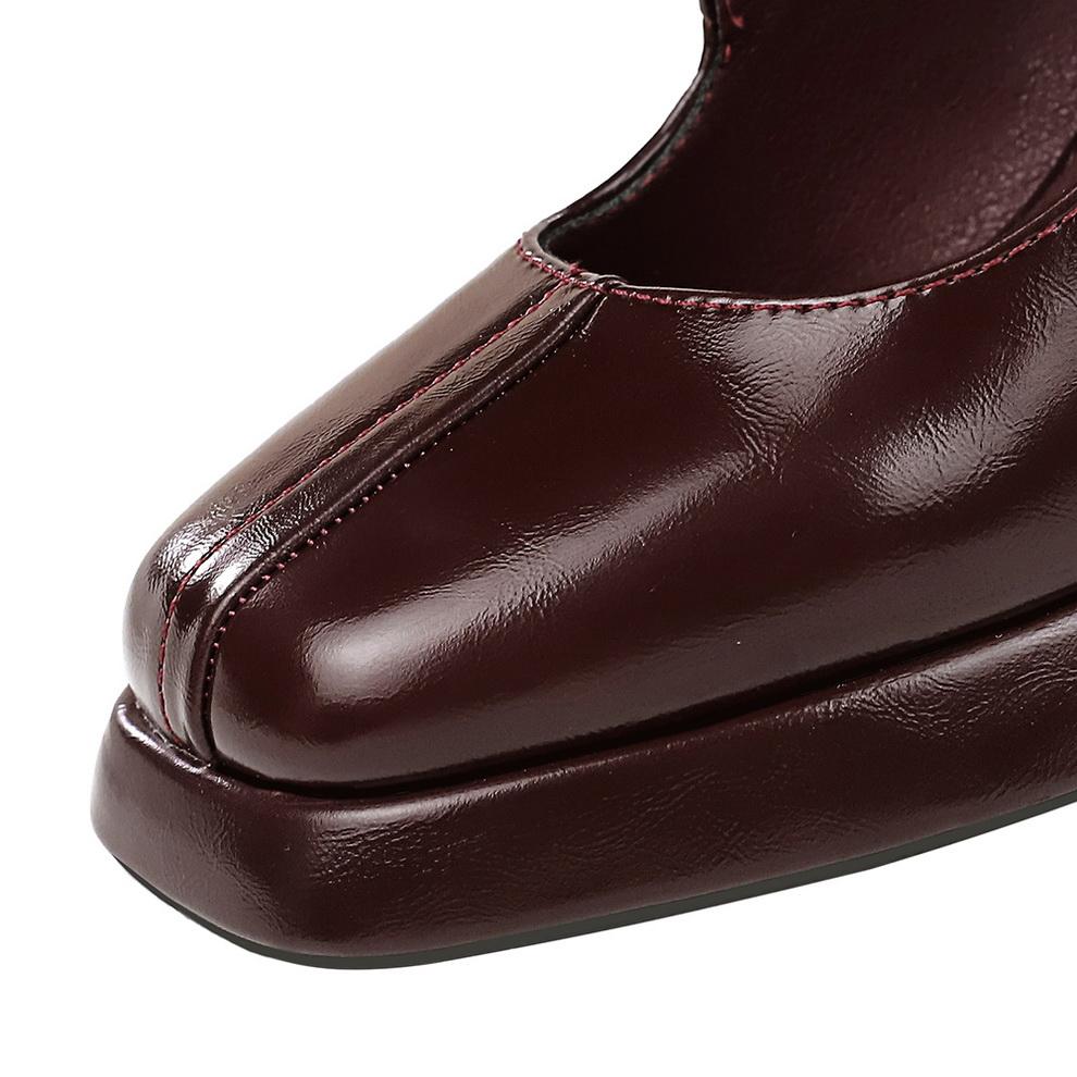 Scarpe da Donna Tacco Alto Stile Retro Europeo e Americano, Tacco Grosso, Tacco Alto, Plateau Impermeabile, Fibbia in Metallo, Cinturino Dritto, Scarpa Singola
