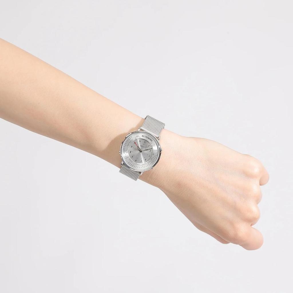 Orologio da polso SEIKO funzione metronomo maglia d'argento.
