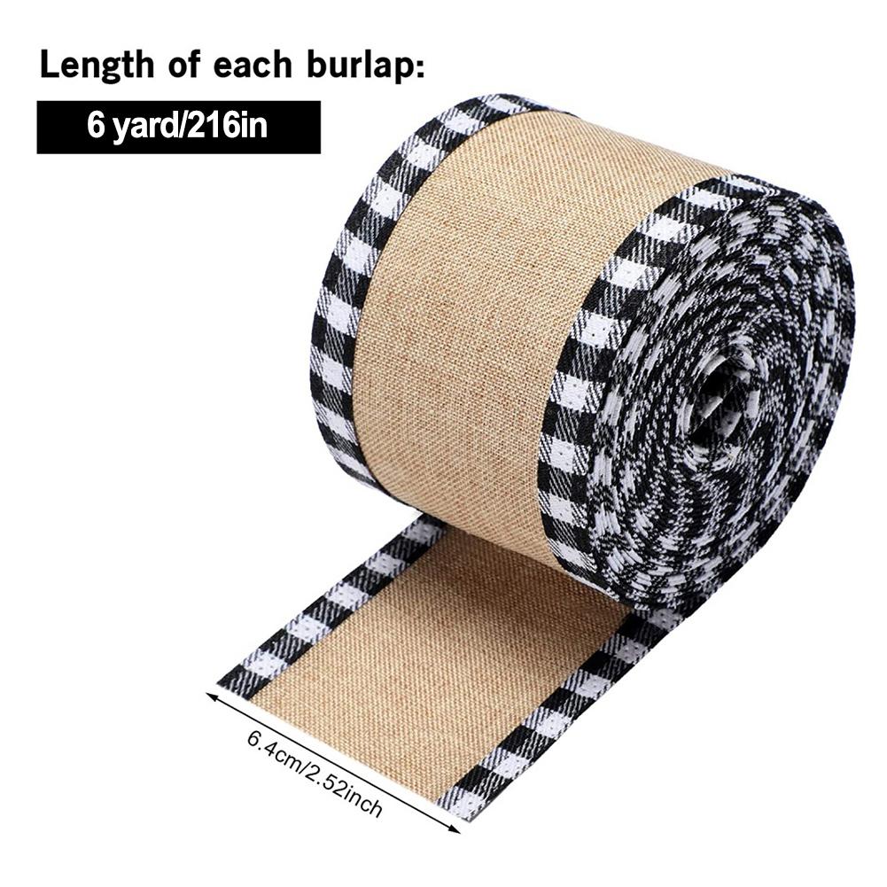 Rustic Style Christmas Ribbon Imitation Linen Ribbon Plaid Edging Ribbon