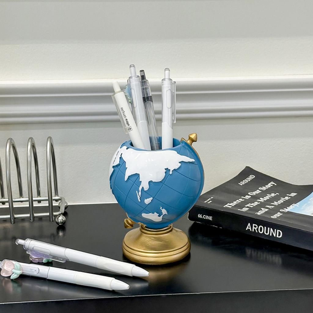World Globe Pen Holder Organizer with Desk Decor - Holds Pens, Pencils, Markers - Office, Classroom, Home Decoration