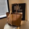 Large Capacity Women's Bag 2026 New Fashion Texture Single Shoulder Solid Color Women's Bag Simple Tote Bag Commuter Big Bag Free Silk