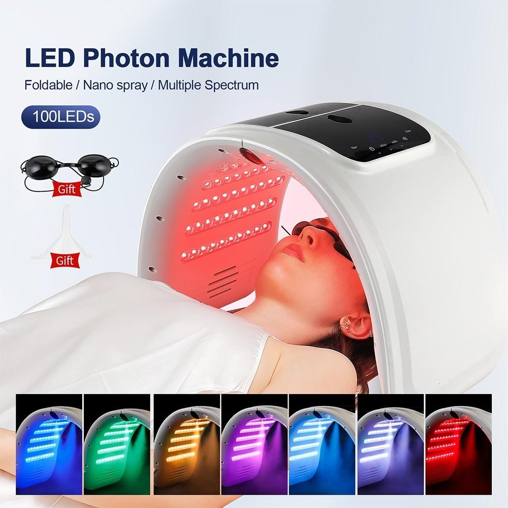 Foldable LED Photon Machine 7 Colors LED Facial Mask Light Beauty Machine Nano Spray Facial Skin Care Machine