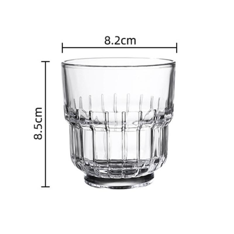 Retro Style Stripe Coffee Mug Embossed Glass Cup Iced Latte Milk Beverage Cups Cafe Drinking Glasses Lemon Tea Cup Coffeeware