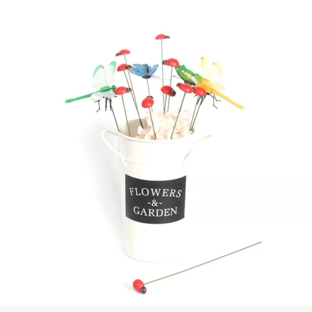 Wooden Ladybug Decorative Garden Stakes Garden Decoration Outdoor Yard Decor Easter Festival Decoration Office Home Decor 10pcs