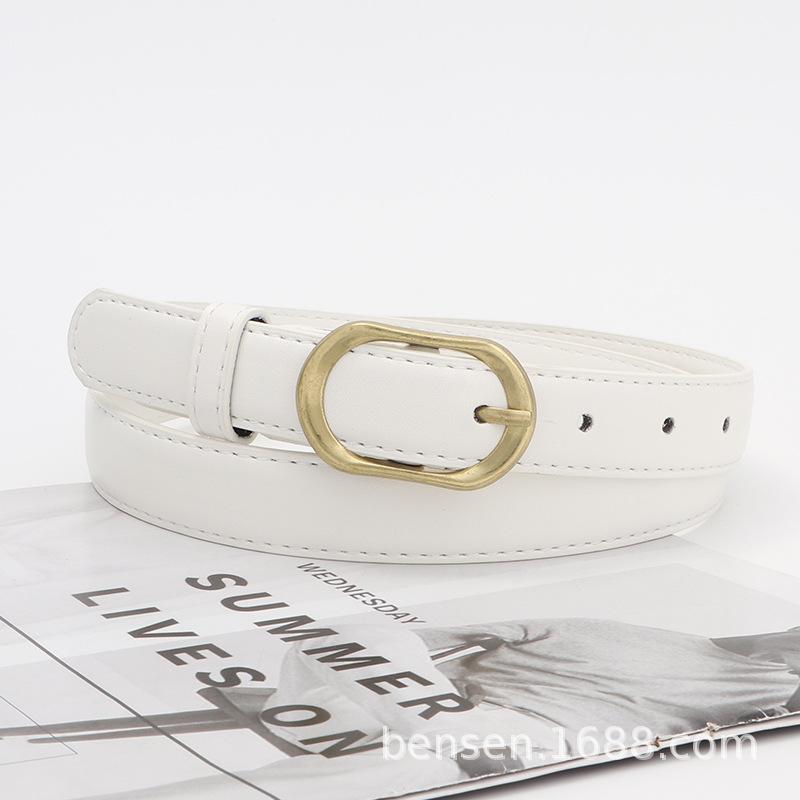 

Vintage Leather Belt Women Versatile Decorative Waistband Casual Strap Jeans білий