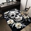 1 Stück Schädel Blumen Teppich Anti-Rutsch Polyester Fußmatte für Büro.Schlafzimmer