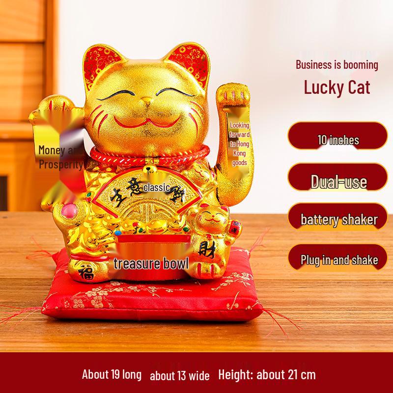 Ceramic Lucky Cat Figurine with Waving Hand – Customizable Gold Shop Gift for 2026 Opening Ceremony
