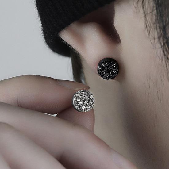 1 Pair 8mm Ear Studs Round Mini Minimalist Fashion Jewelry Dazzling Faux Crystal Men Women Earrings for Outdoor