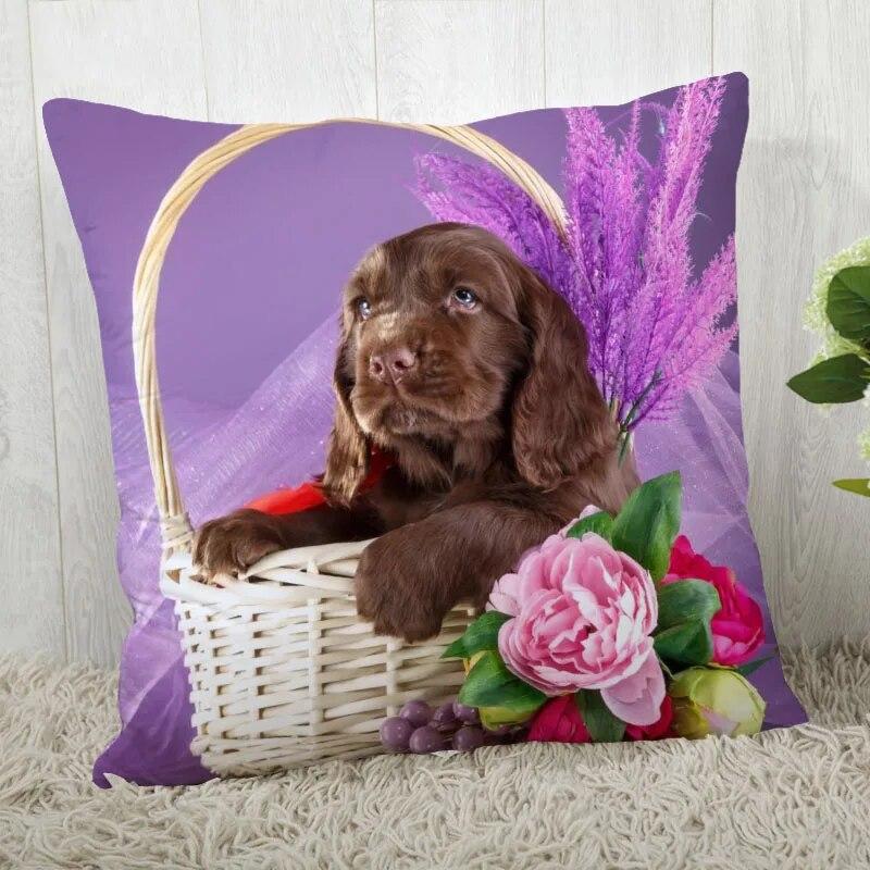 Spaniel Animal Pillowcase Modern Home Living Room Decoration