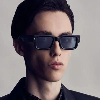 New Retro Men's Rectangular Rice Nail Sunglasses Fashionable Women Versatile High End Sunglasses Trendy Goggles UV400 Lentes