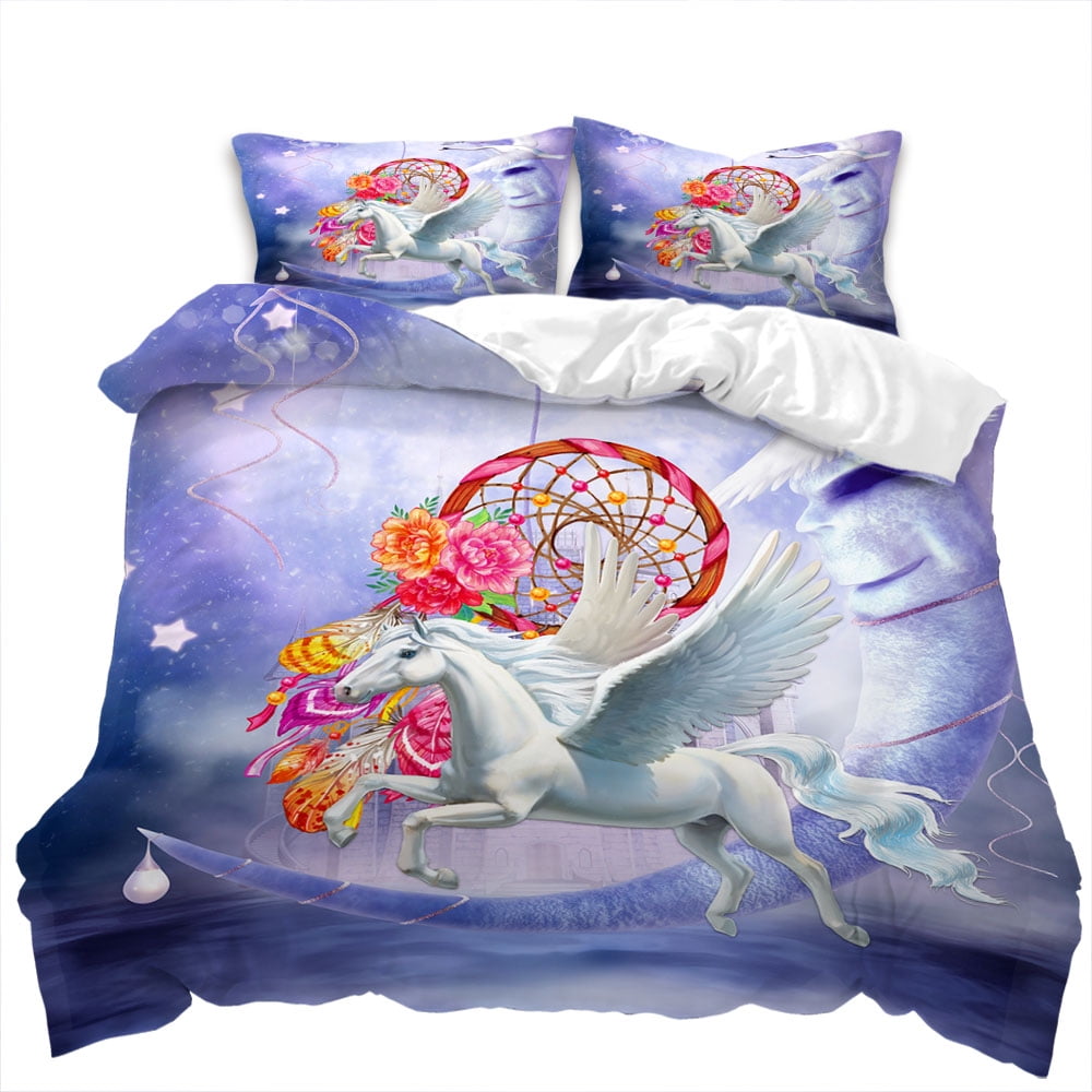 Home Textiles Unicorn Printed Bedspreads Soft Duvet Cover Set Girl Boy Adult People High End Beding Set,Quen Sized Dimensions Warm Soft plus Breathabl
