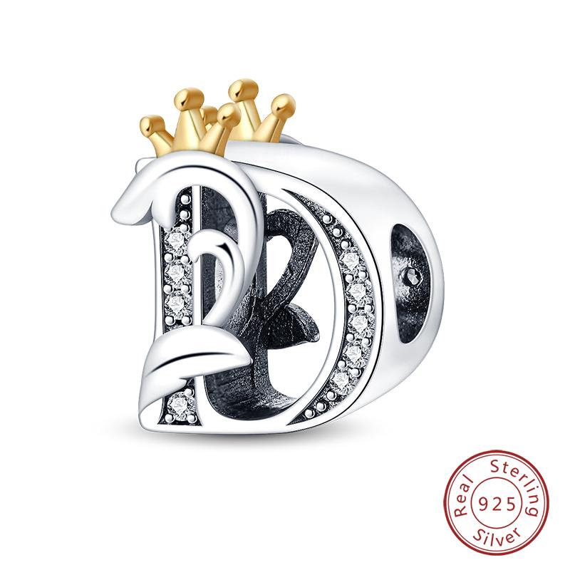 Charms Fit Qikaola Original Bracelets Classic Crown 26 Letters Alphabet Charms Beads For Women Fine Diy Wedding Jewelry Gift