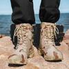 Men's Tactical Desert High Top Boots Retro Style Motorcycle Boots Outdoor Hiking Camping Shoes Comfy Ankle Boots Sized For 39-46