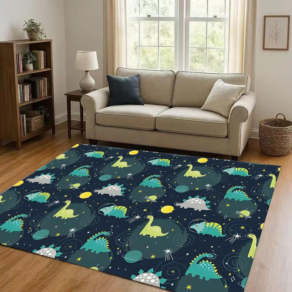 2026 New Space Dinosaur Cartoon Dino Art Living Room Non-Slip Area Rug Carpet for Bedroom Kids Playroom Sofa,Home Decor Doormat