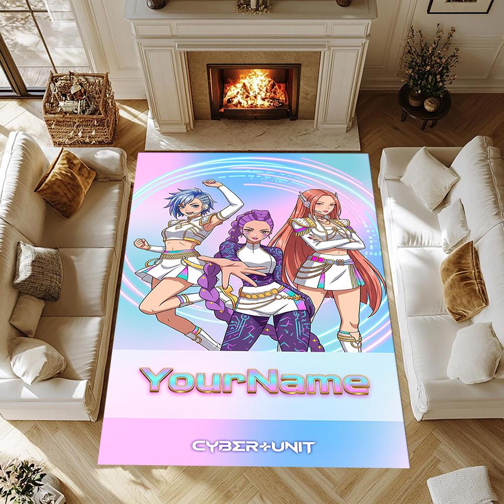 Meninas Caçadoras de Demônios (8) Personalize seu tapete com nome, almofada para cadeira de escritório, presente para quarto de casa, sala de estar.