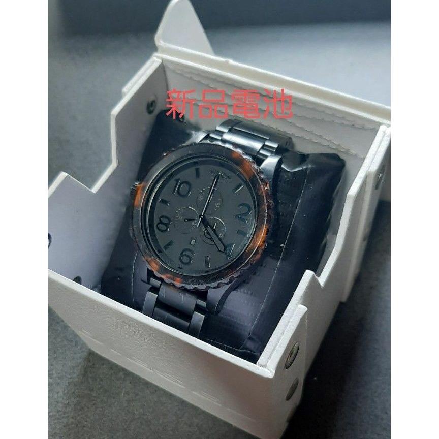 Used NIXON 51-30 Chronograph Watch Black Tortoiseshell New Battery